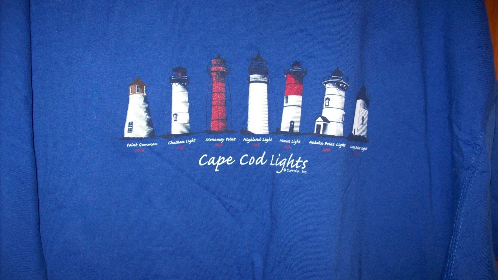 Cuffys Shirt Royal Blue Cape Cod Light Houses Massachusetts T-shirt - size 2XL gallery
