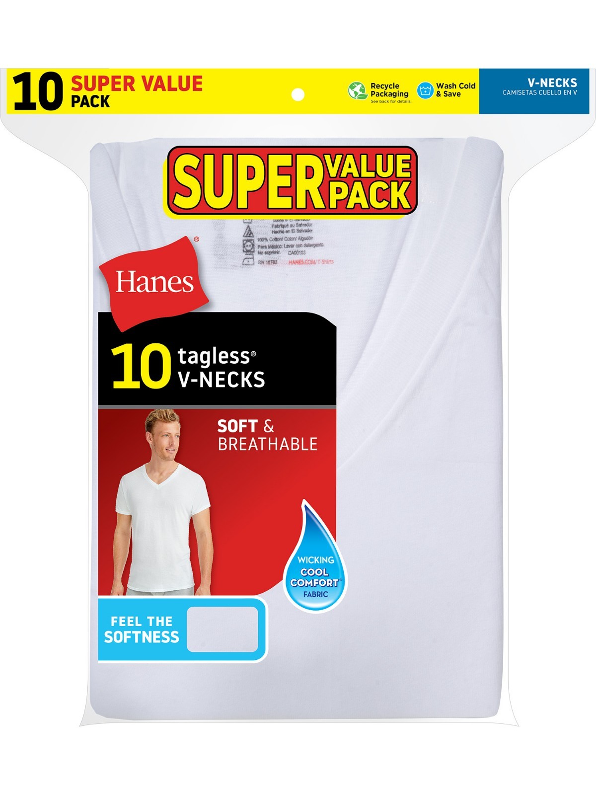Hanes Men'S Value Pack White V-Neck Undershirts, 10- Pack and 6- Pack gallery