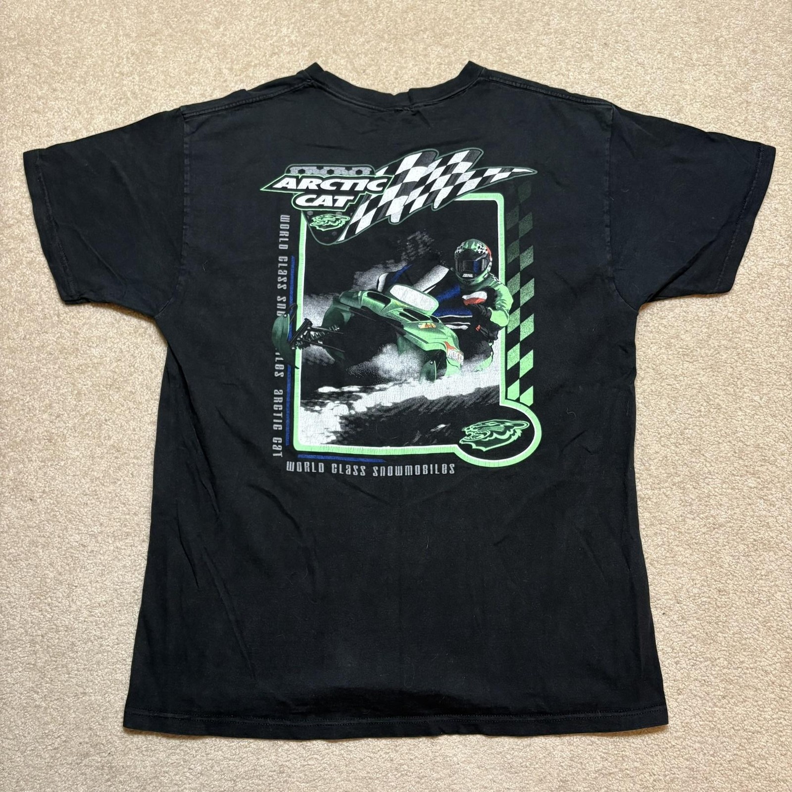 Vtg Arctic Cat Shirt Mens Large Black Snowmobile Racing Graphic Tee Tomahawk 90s gallery