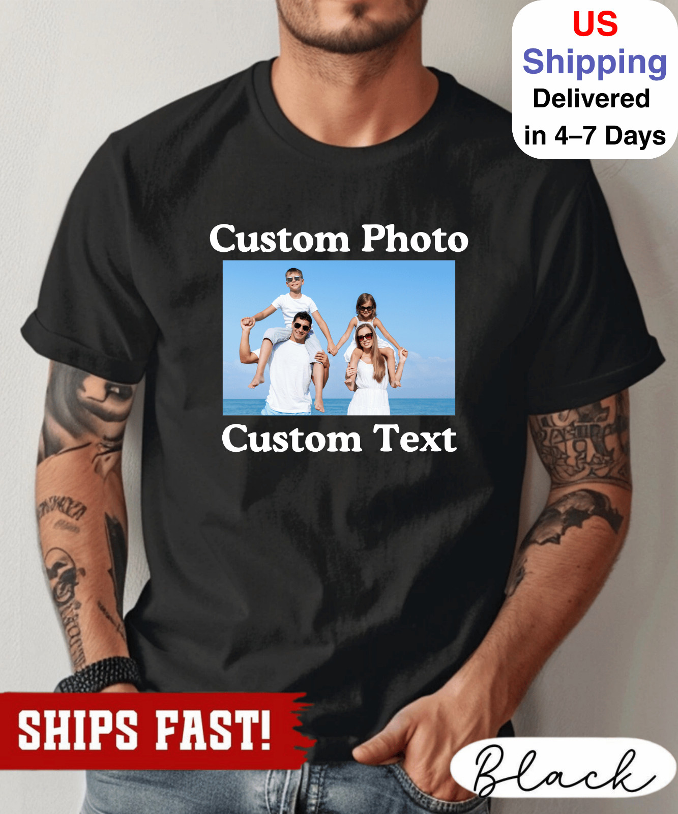 Custom Photo Shirt, Personalized Picture Tee, Family Gifts, Custom Photo & Text gallery