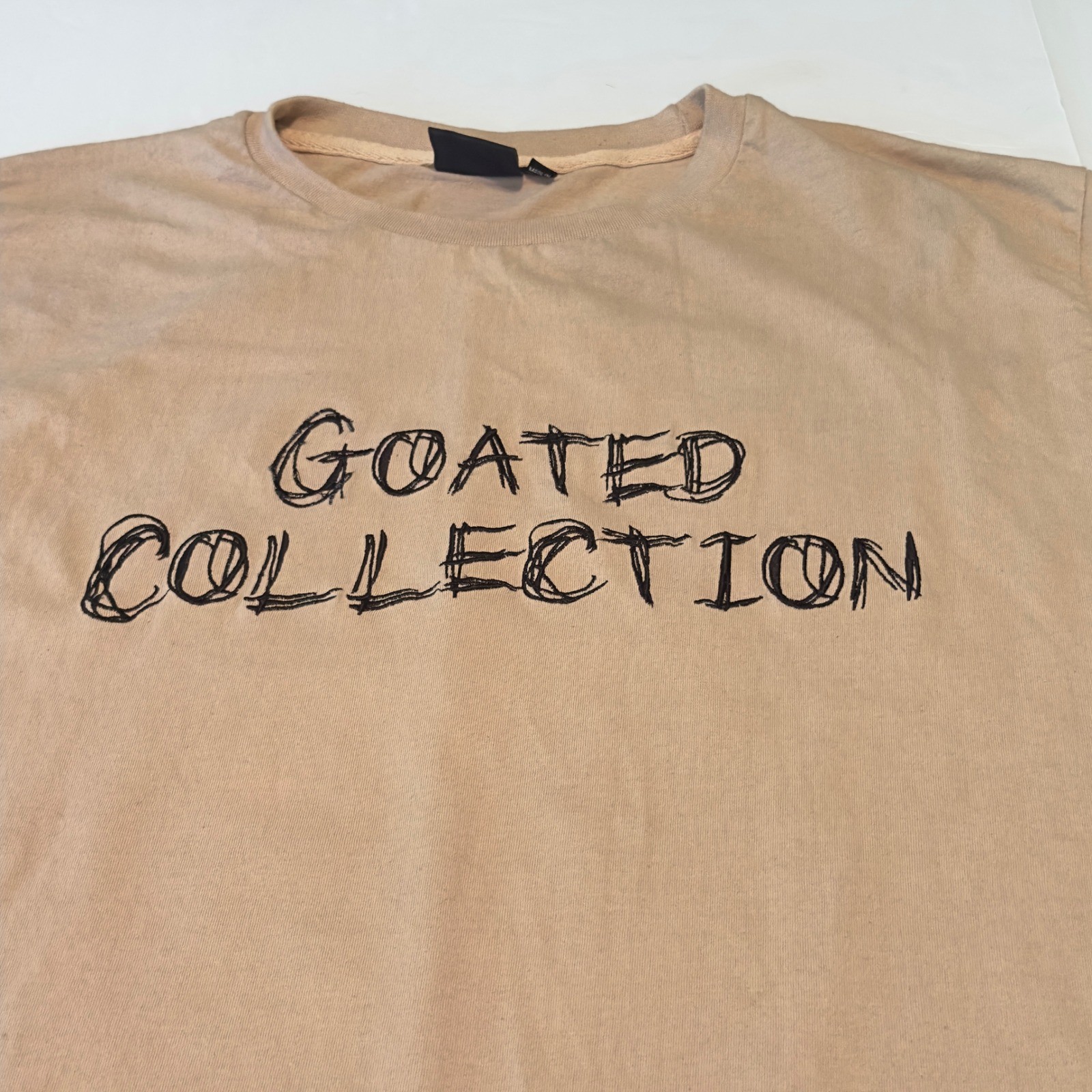 Goated Collection Tan Graphic T-Shirt Mens Large Streetwear Goat Rose Chain Tee gallery