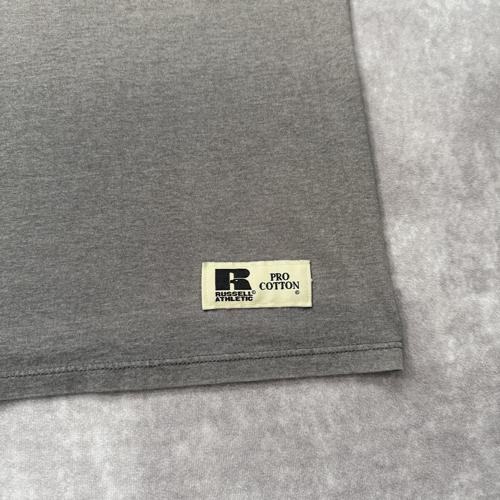 Vintage 90s Russell Athletic Pocket Tee Shirt Mens M Gray Fade Ghost USA gallery