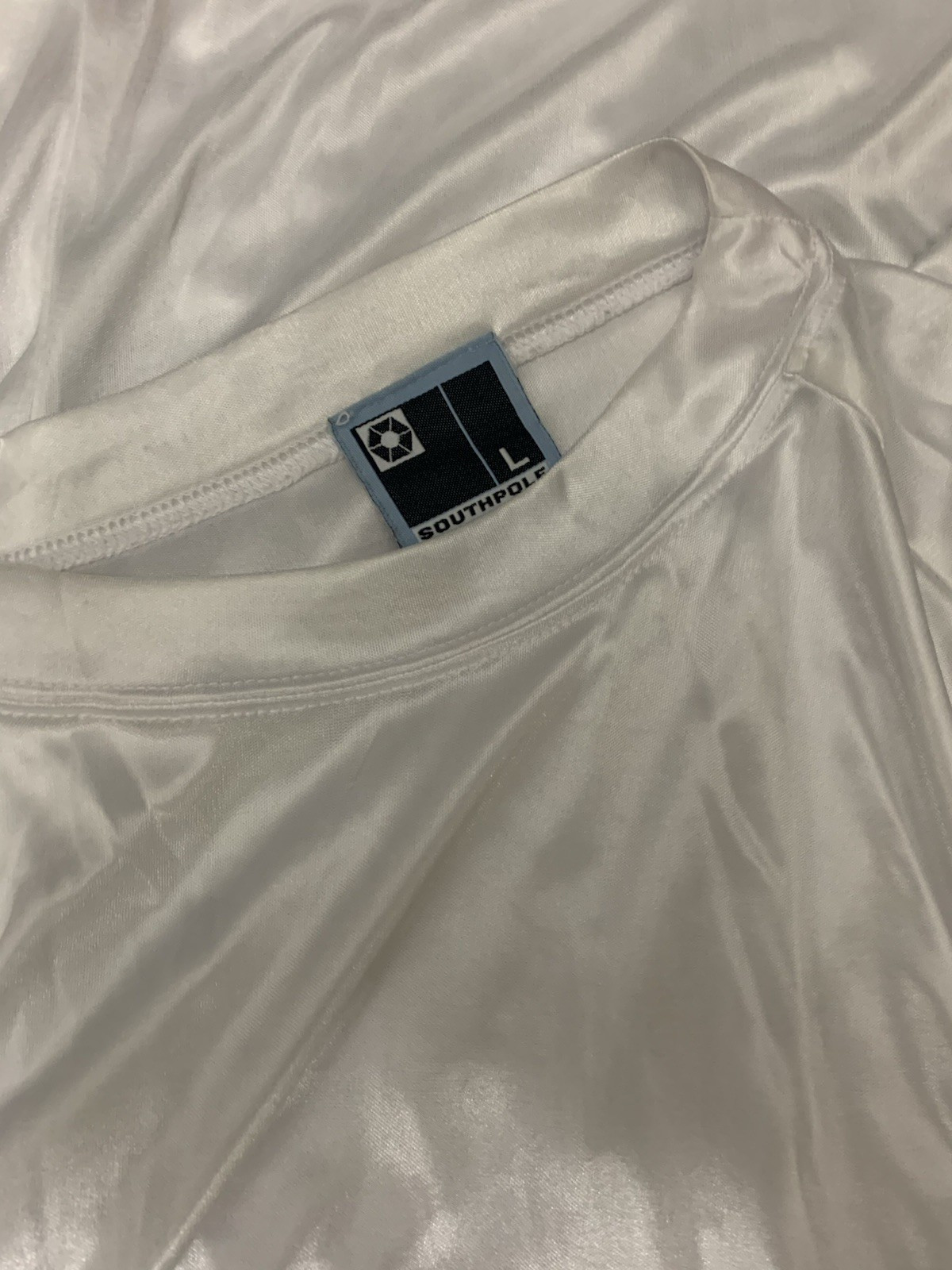 Southpole White Satin Shirt Semi-Sheer, Men's Large gallery