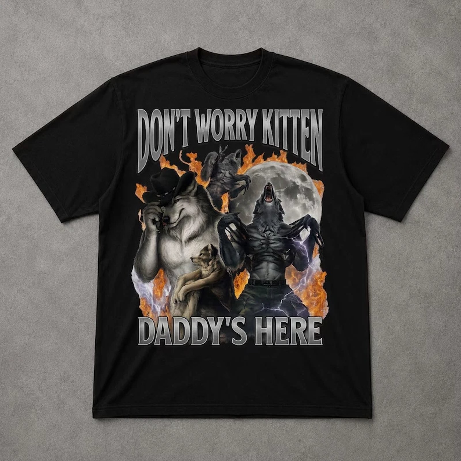 Dont Worry Kitten Daddy's Here Shirt, Alpha Wolf Graphic T-Shirt gallery