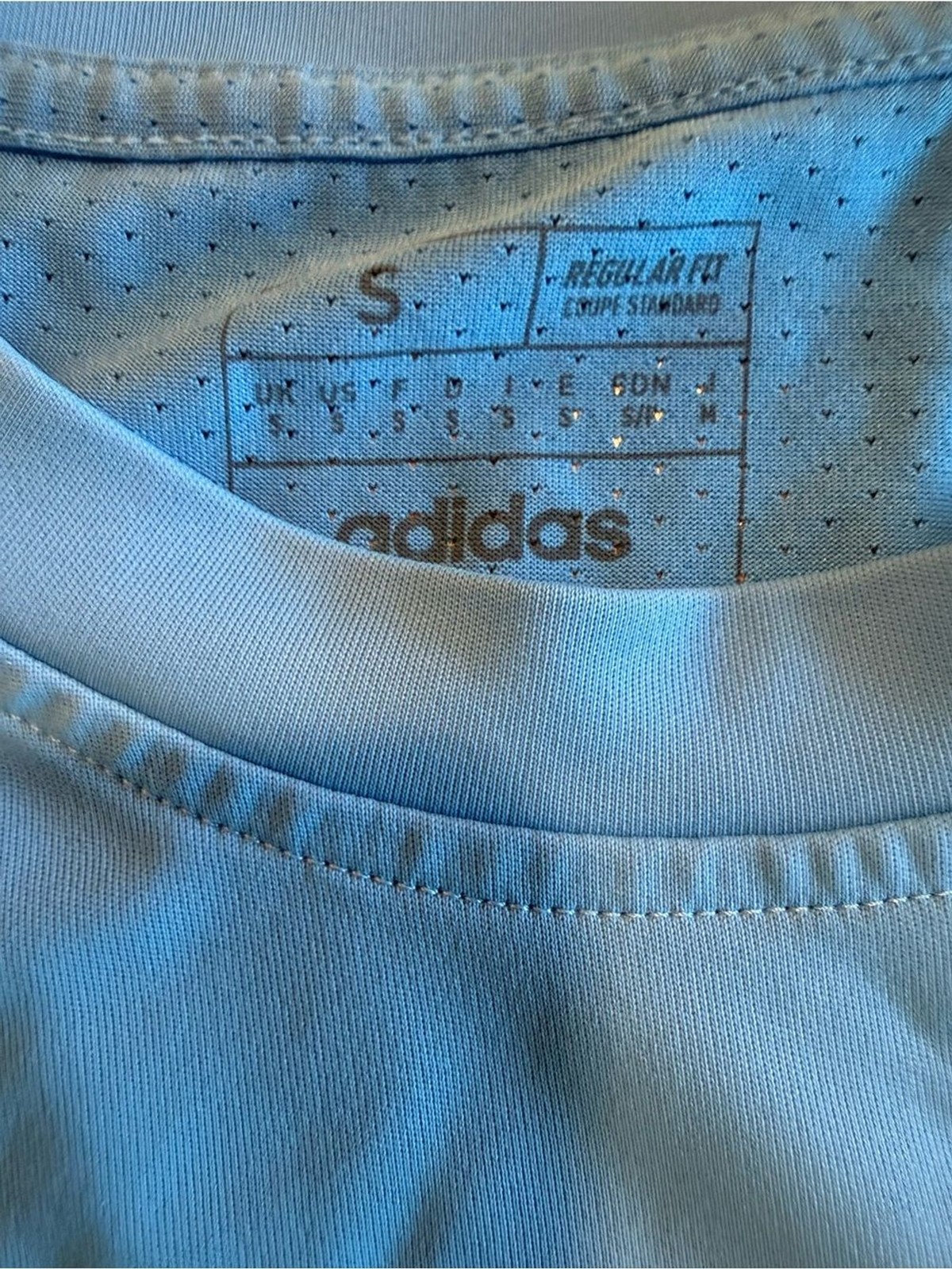 adidas Light Blue Short-Sleeve Athletic Tee with Logo gallery