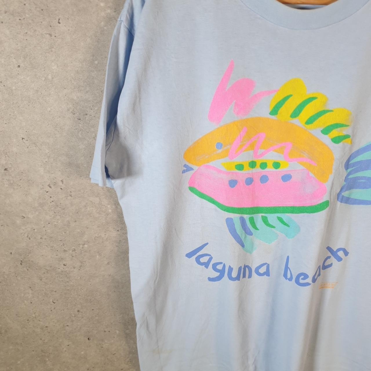 Vintage On White Laguna Beach USA 90s Single Stitch T-Shirt Men’s Large Blue gallery
