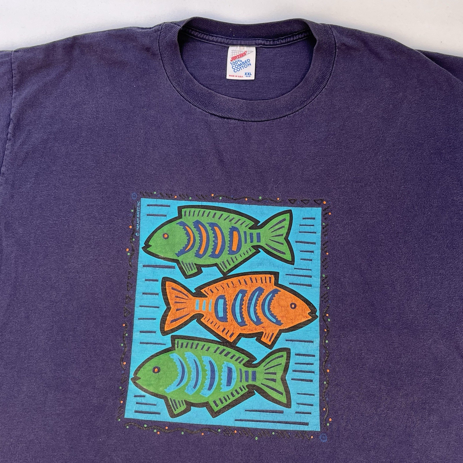 Jerzees T-Shirt Size XXL 48-50 Large Fish Art Made in USA 100% Combed Cotton gallery