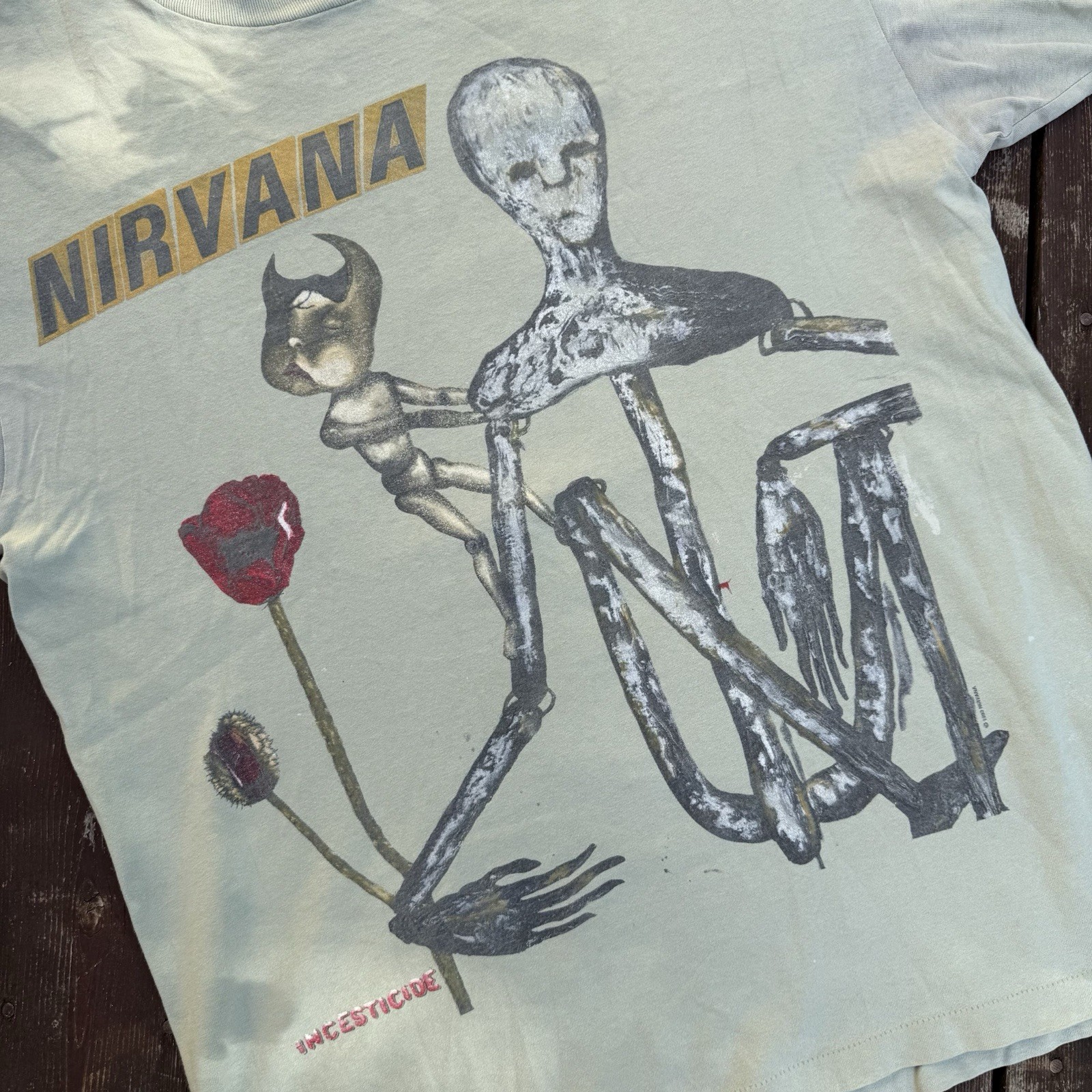 RARE Vintage 90s Nirvana Incesticide Tee KURT COBAIN SLIVER NEVERMIND Sz XL gallery