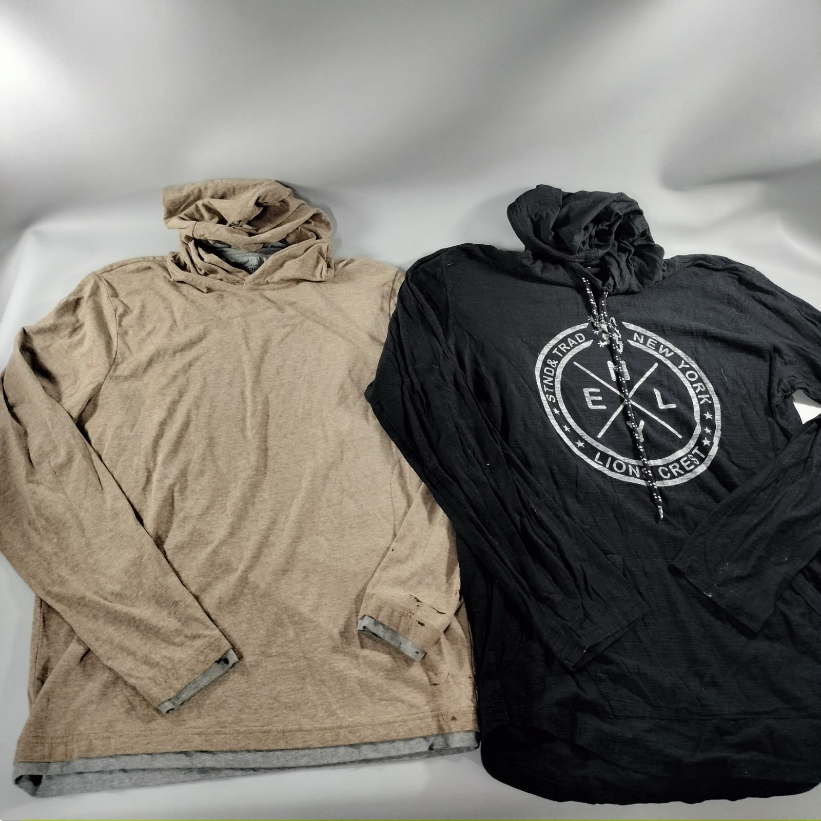 Lot of 8 Crew Neck Hoodie Pull Over Long Sleeve T-shirts Mens Size XS/S/M/L/XL gallery