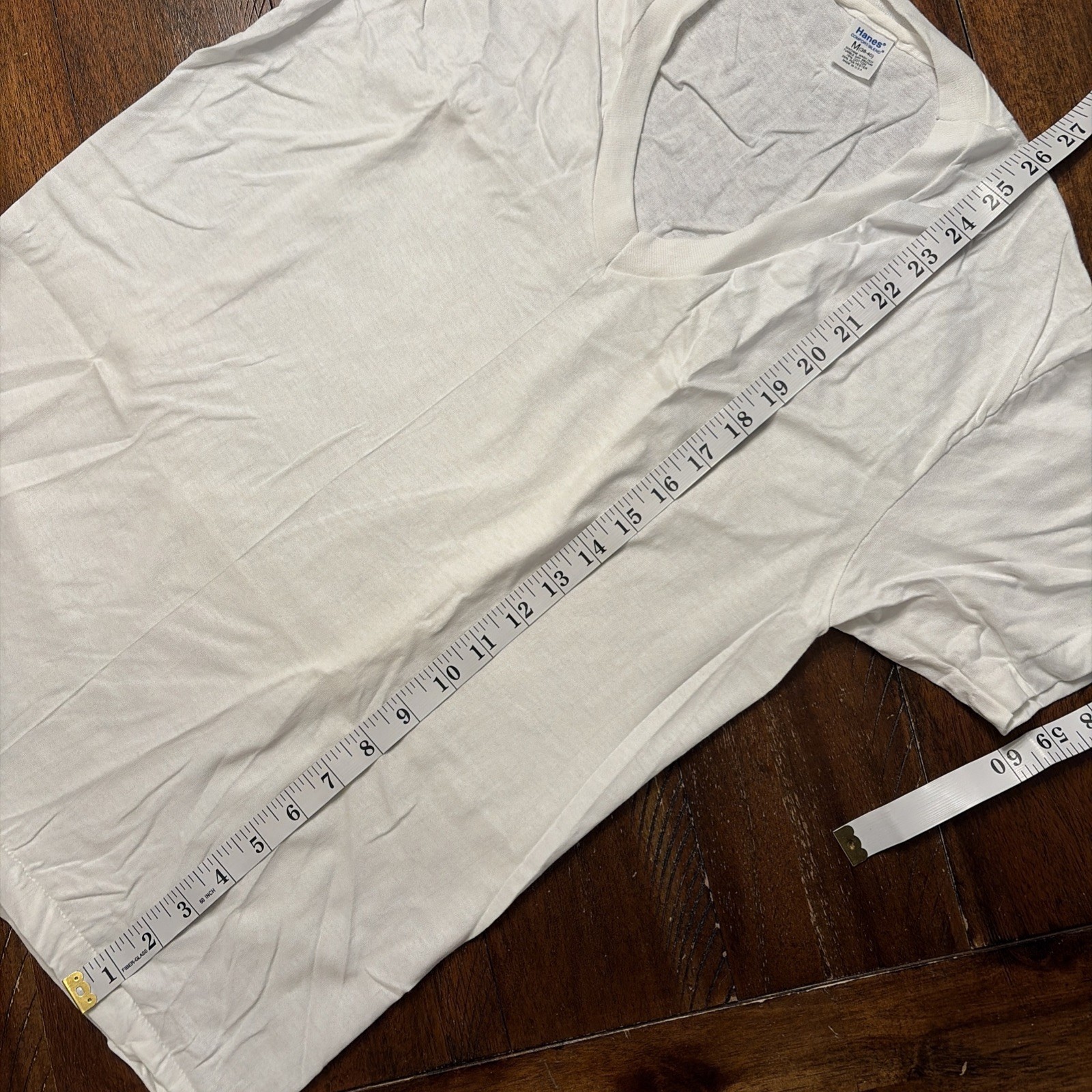 Hanes Vintage 80s Comfort Blend T-Shirt V Neck Men's M Undershirt Made USA 5 gallery