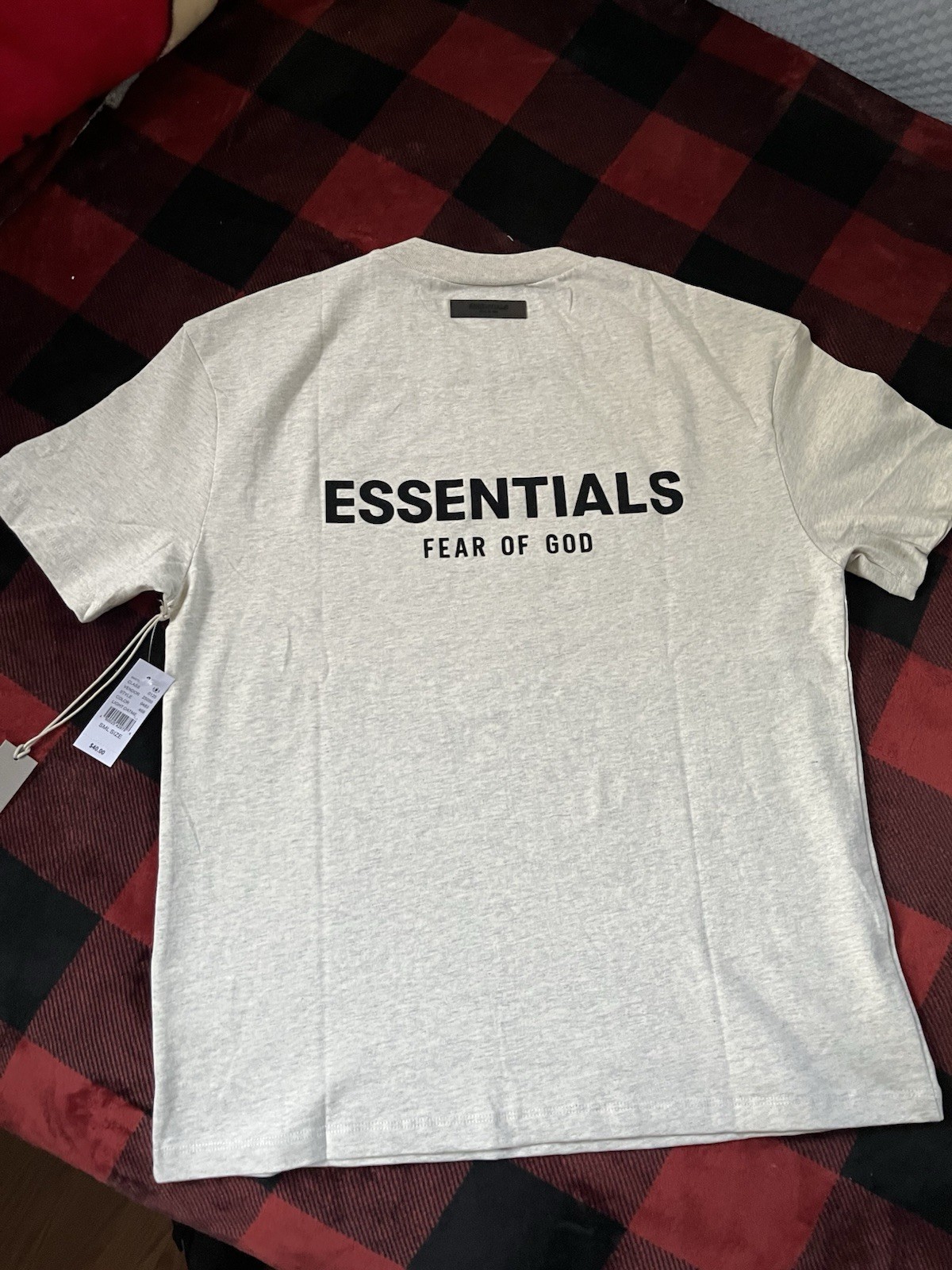 Essentials Fear of God ESSENTIALS Light Oatmeal Logo Graphic Tee Men’s S gallery
