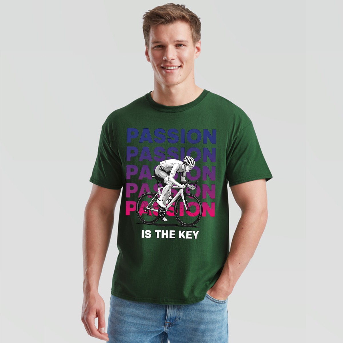 Passion Is The Key Cycling Sports Mens T-Shirt Road Bike Enthusiast gallery