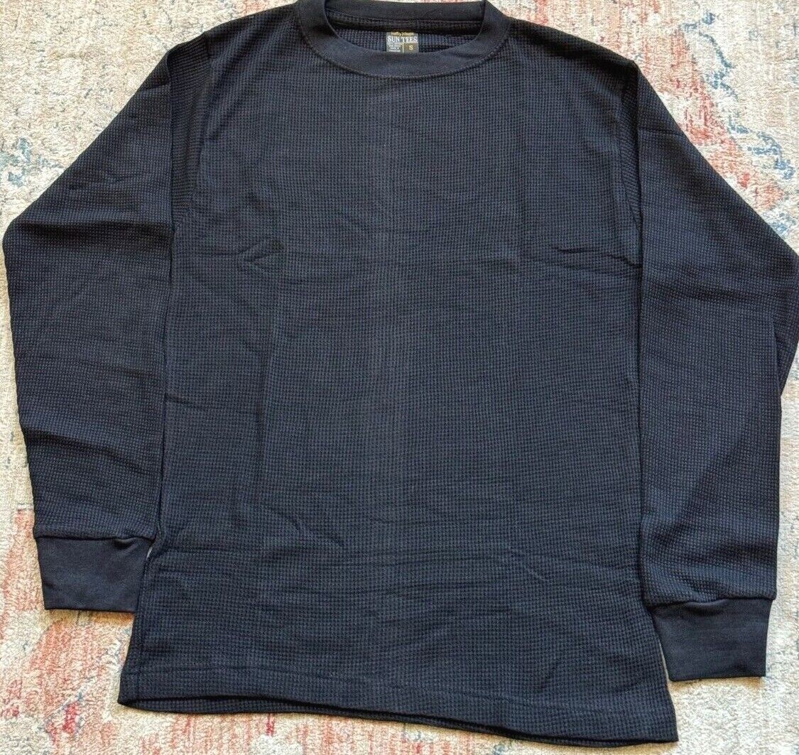 Men's Cotton Waffle Knit Black Shirt Warm Thermal Top for Winter - Free Shipping gallery