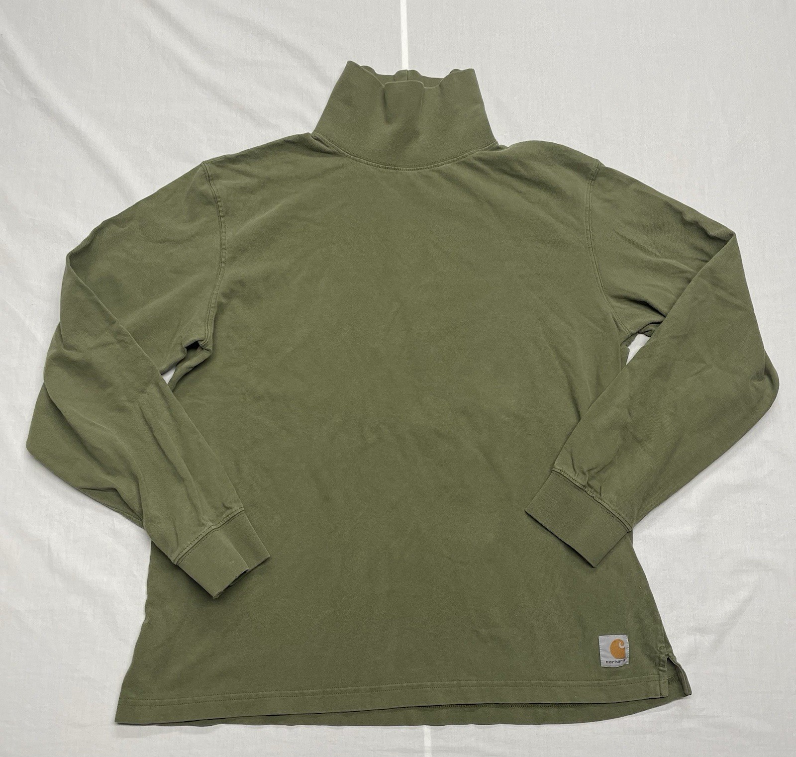 Carhartt Mens Army Green Turtleneck Long Sleeve Shirt Relaxed Fit Large