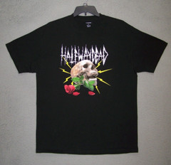 Halfway Dead Shirt Adult Extra Large Black Graphic Skulls Roses Logo Cotton Mens