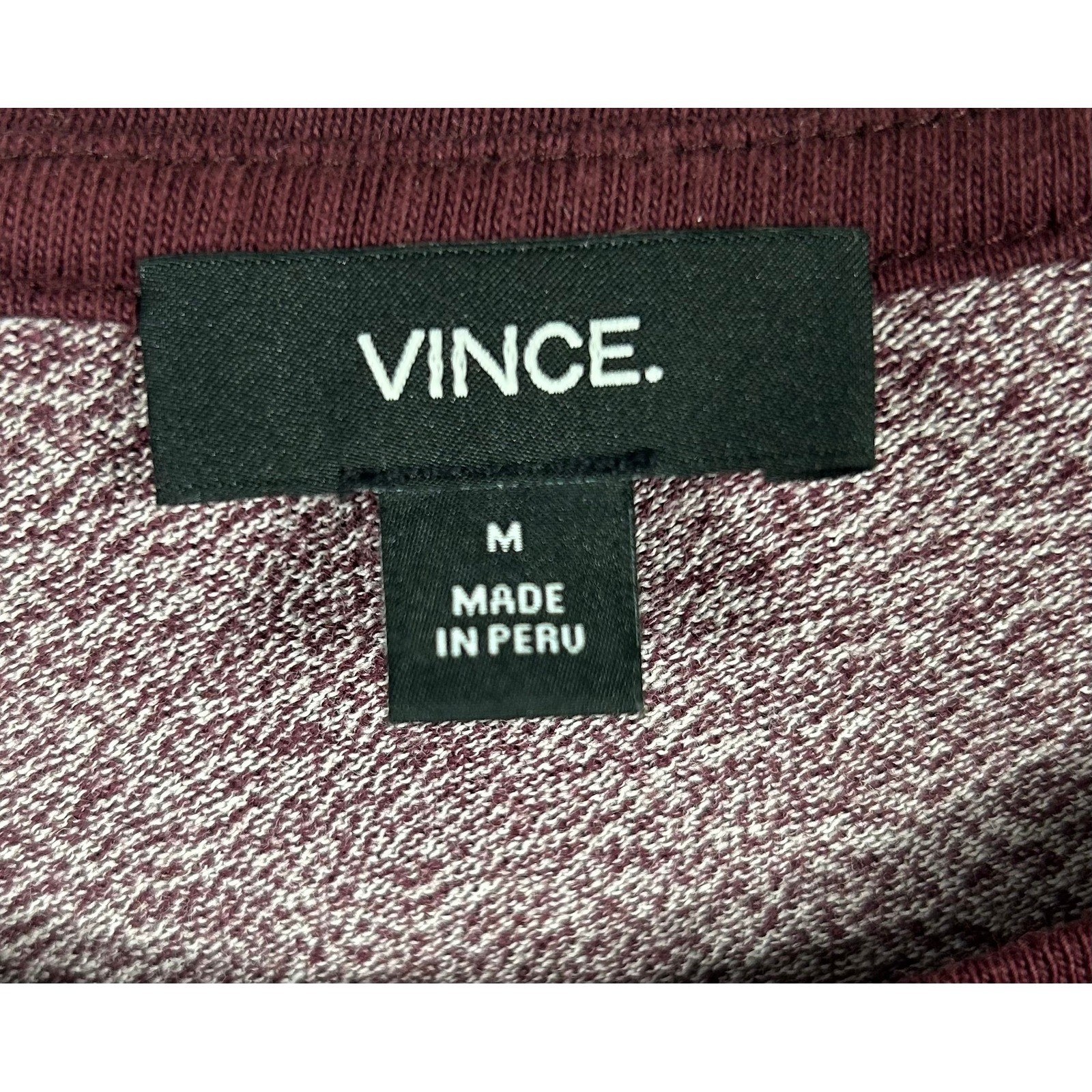 Vince Marled Burgundy Raglan Baseball T Shirt Mens M Colorblock L/S Cotton Comfy gallery