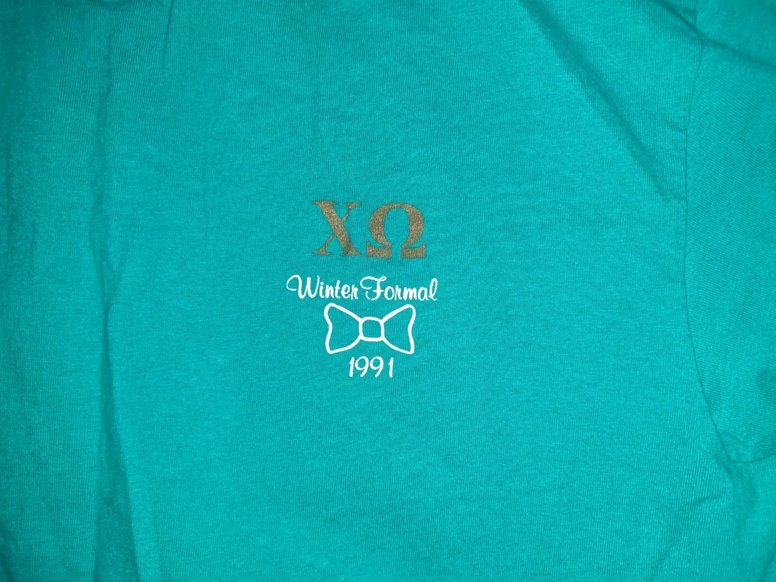 Vintage 90s Chi Omega Owl Winter Formal Clemson Sorority Shirt Hanes Beefy gallery