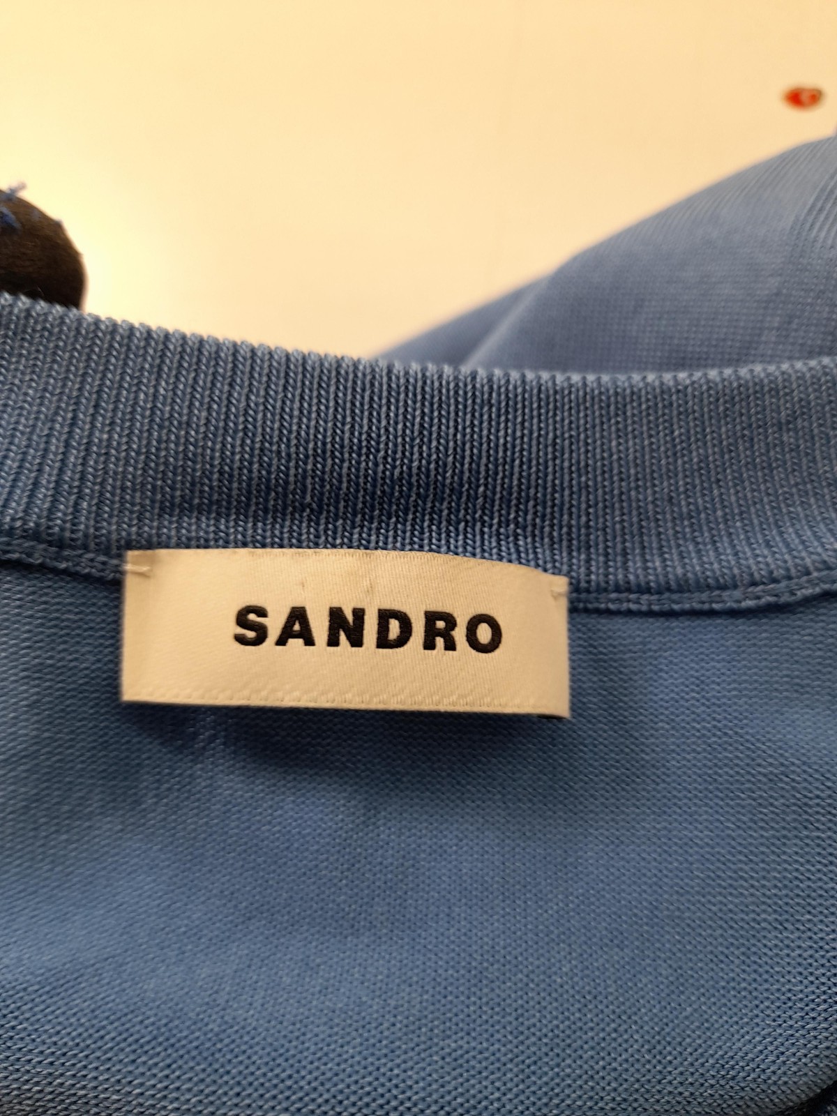 Sandro Men's T-Shirt M Blue Acetate with Polyamide, Elastane Basic gallery