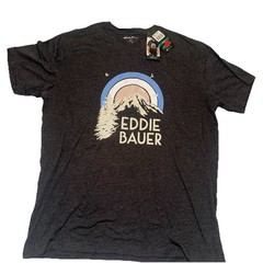 NWT EDDIE BAUER Mens L Tshirt Gray Graphic Mountain Outdoor Birds Classic Fit