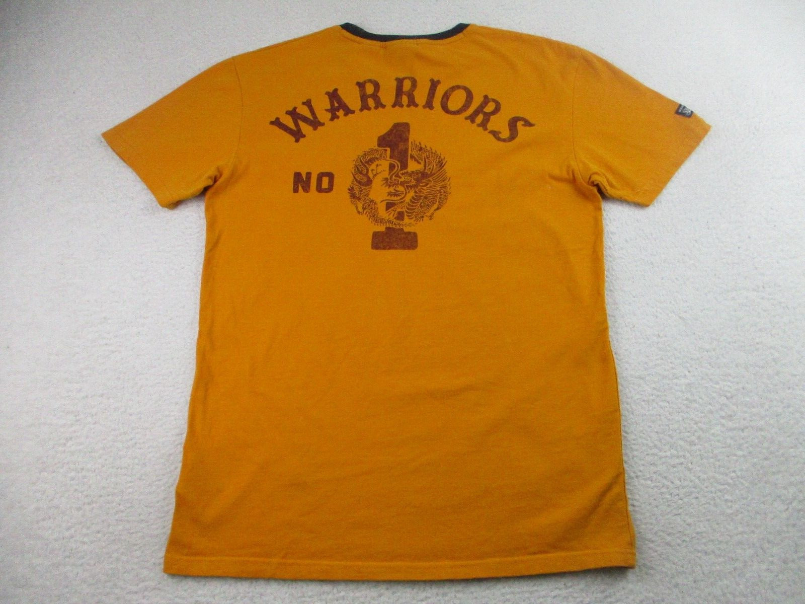 Superdry T-Shirt Mens Size Small Warriors No 1 Yellow Raised Stitching Logo S