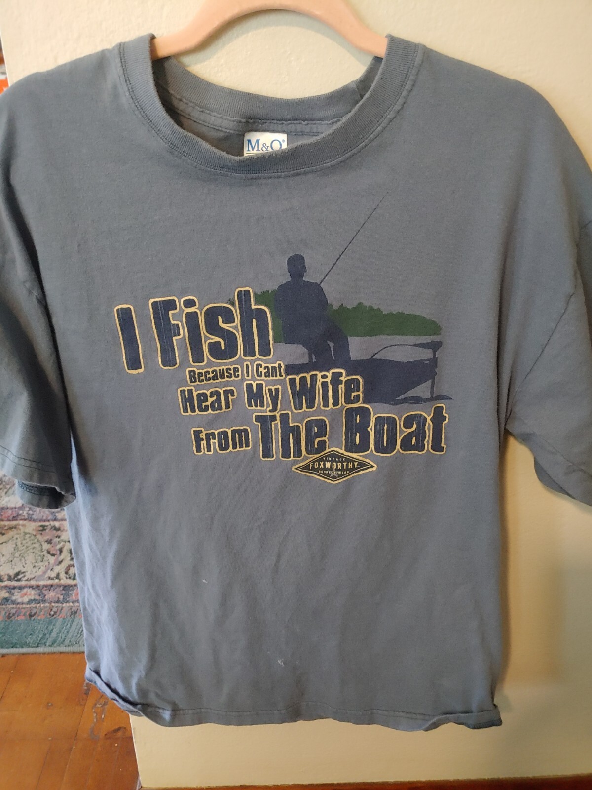 M & O Blue Fisherman T Shirt Sz L