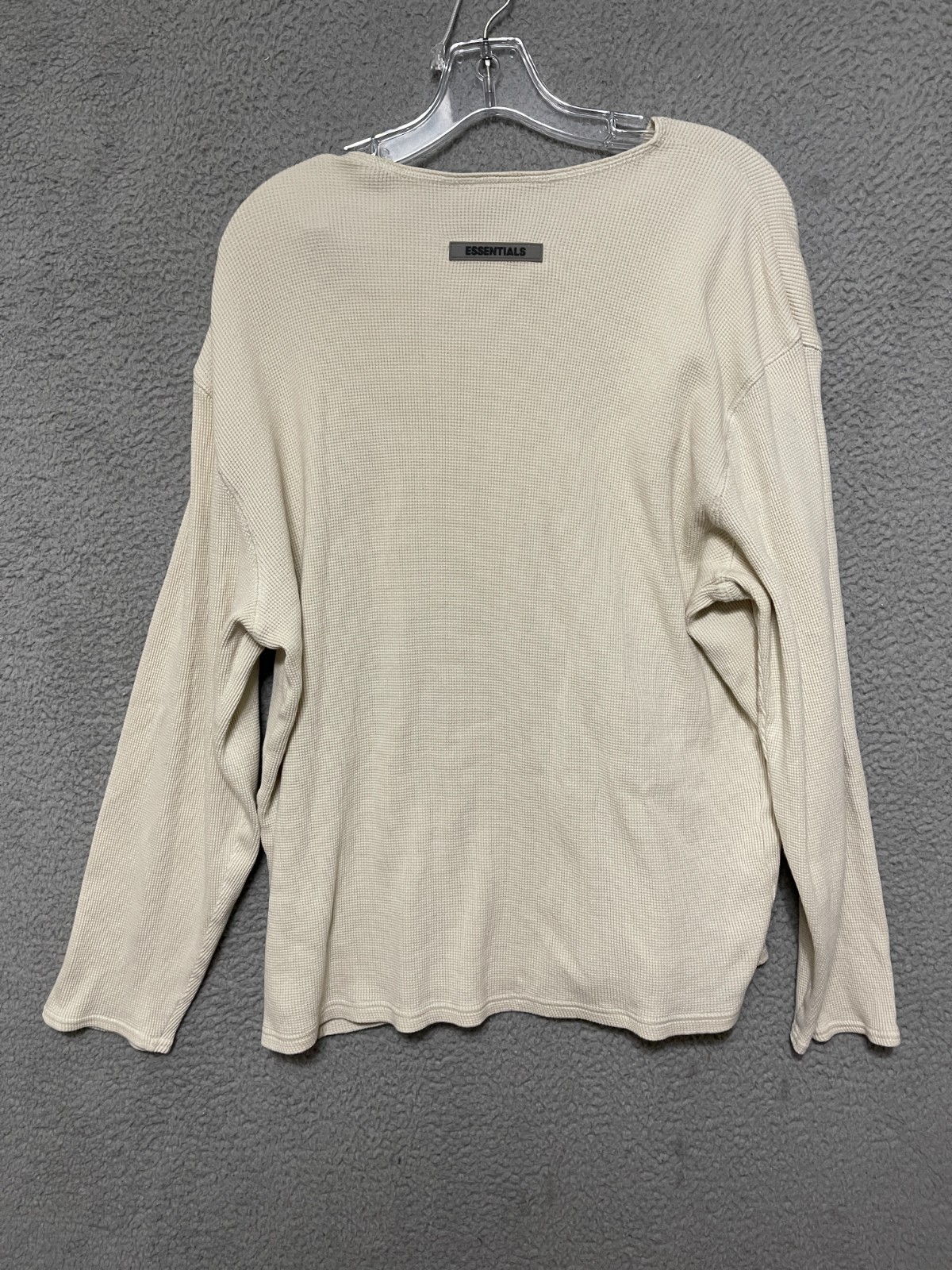 Essentials Fear Of God Waffle-Knit Mens Medium Shirt Henley Long sleeve Beige gallery