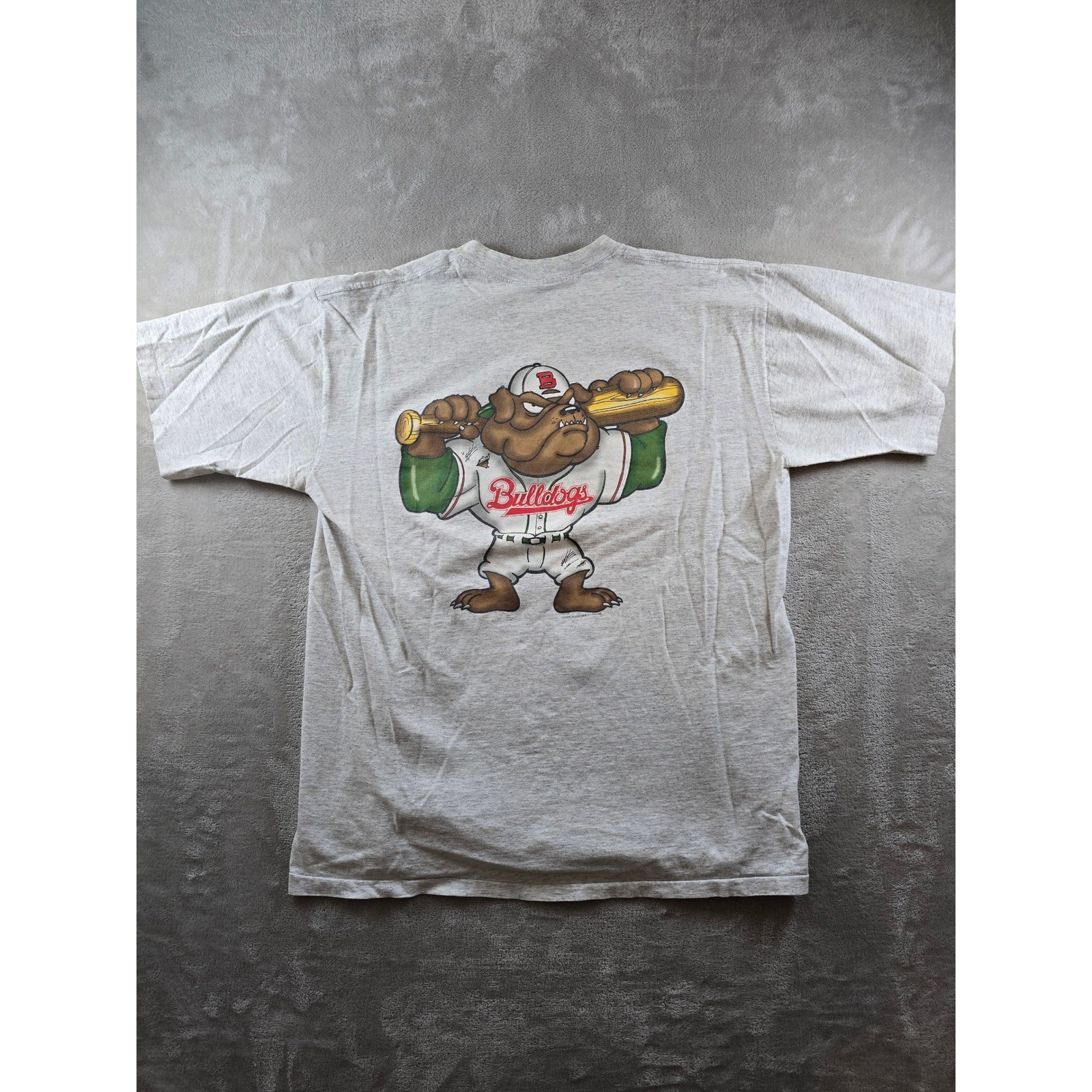 Vintage Madison Bulldogs Baseball Shirt Mens XL Cartoon USA Made 1995 90s *Read