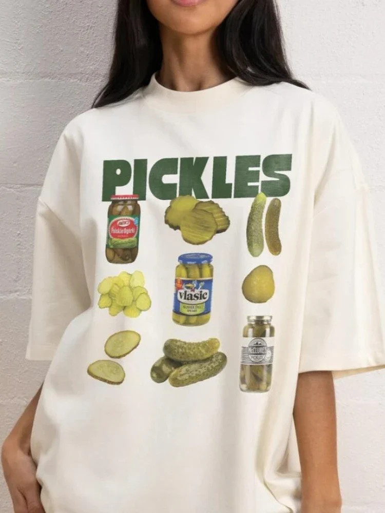 Fashion Pickles Graphic T-Shirts Vintage Women Cute Funny Pickle Lovers Tshirts gallery
