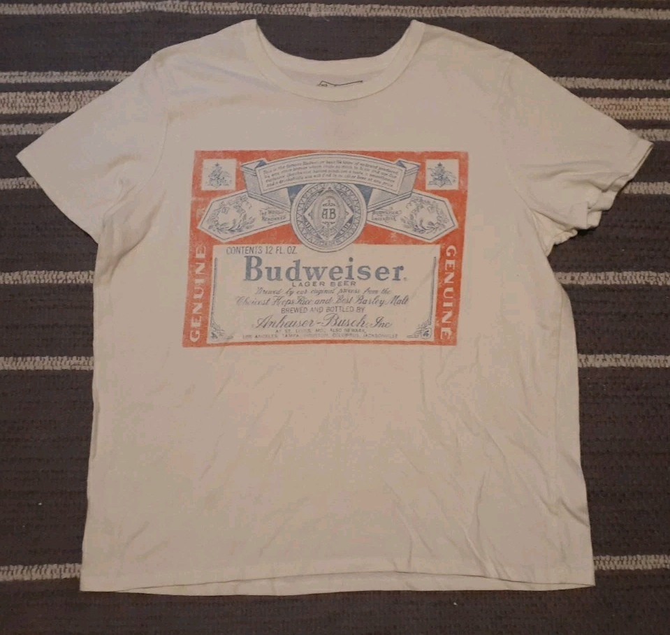 Budweiser Hybrid Apparel White Short Sleeve Shirt XL