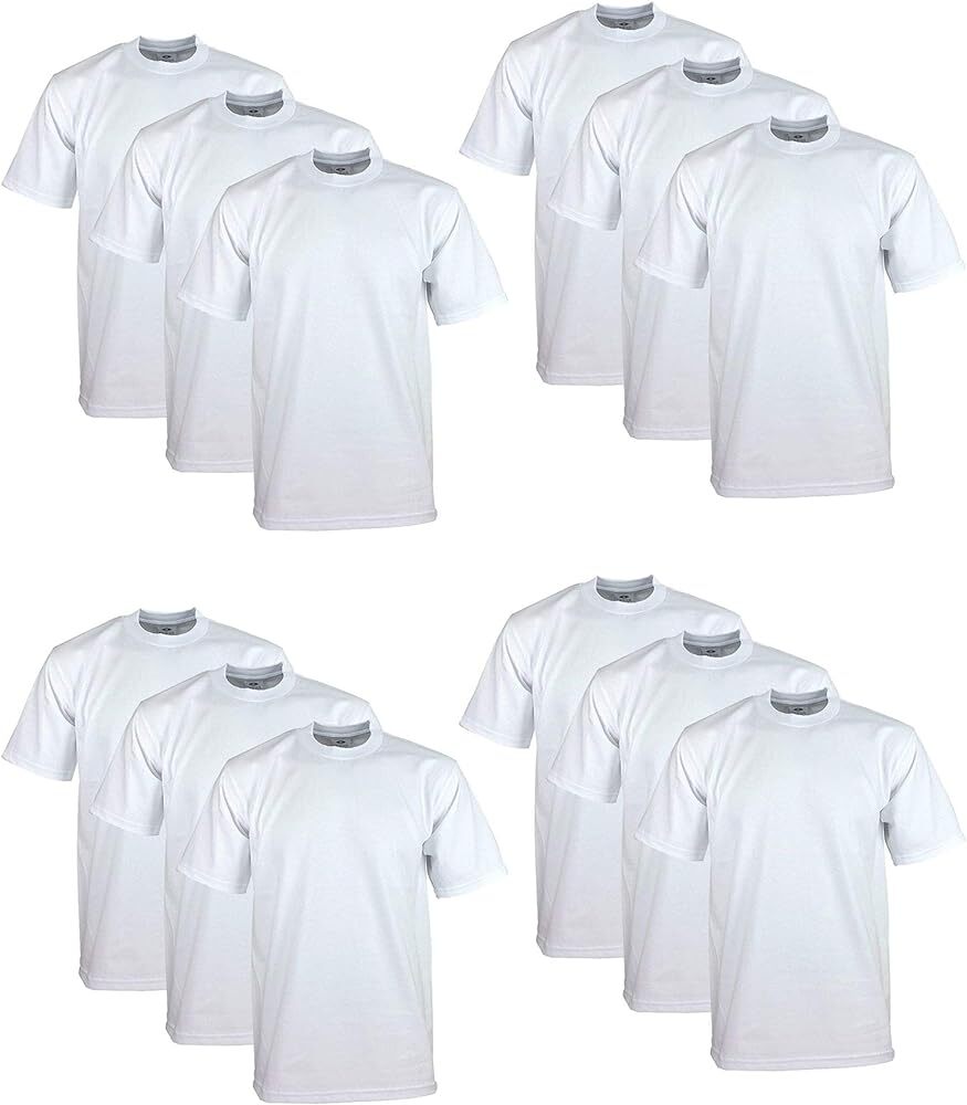 12 PACK PROCLUB PRO CLUB MENS HEAVYWEIGHT WHITE SHORT SLEEVE T SHIRTS COTTON TEE gallery