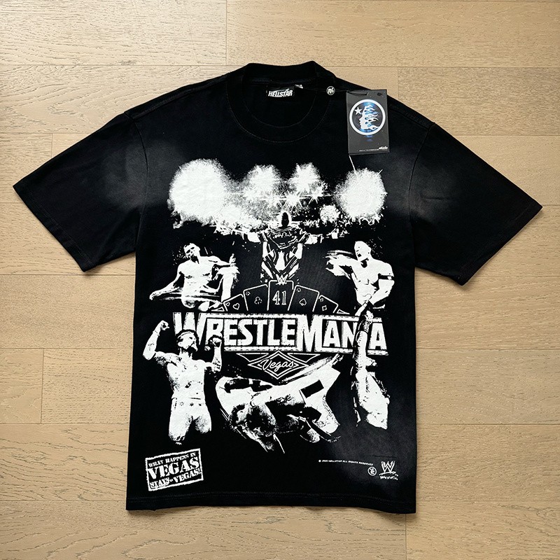 Hellstar Loose Fit High Street Trendy Sports T Shirt for Men and Women