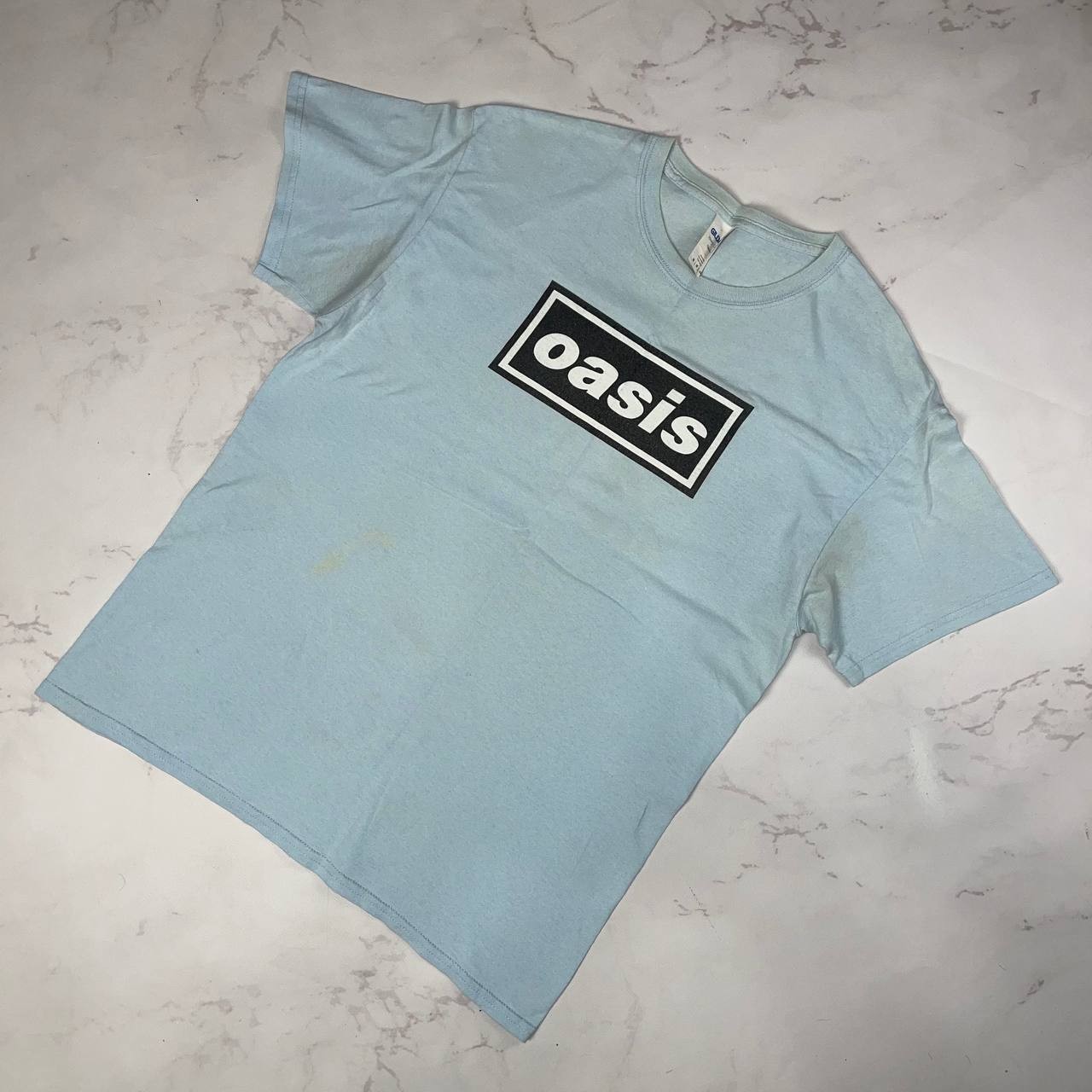 Vintage T-shirt Oasis Classic Band Logo Blue Size M Y2K Casual tee gallery