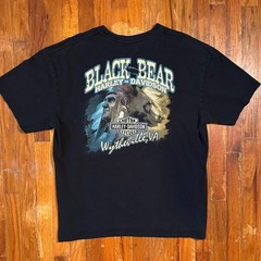 Harley Davidson Eagle Wolf Native American Graphic T Shirt Black Bear VA L