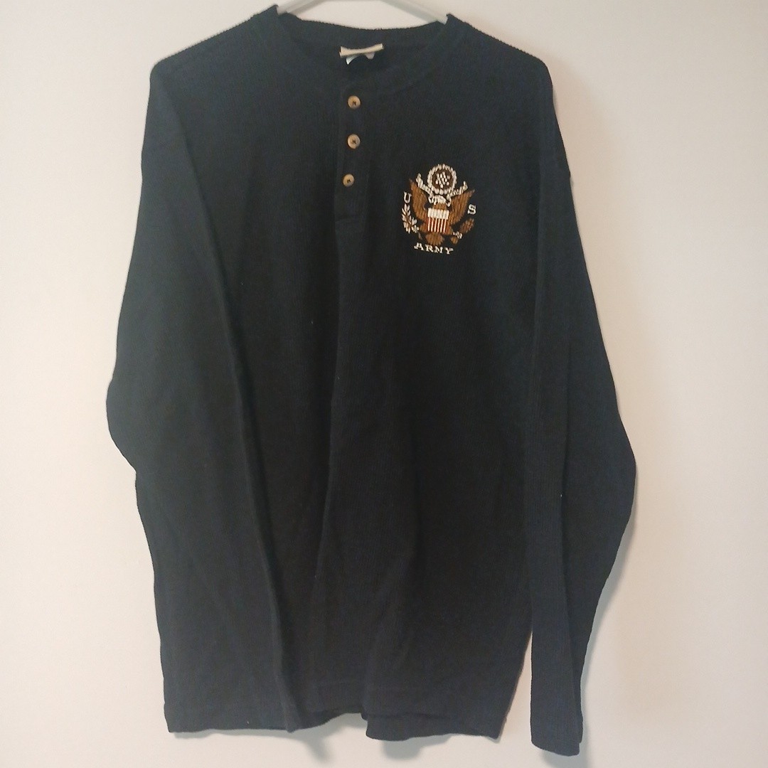 Brothers In Arms Outfitters US ARMY Eagle Black Waffle Fabric Pullover Size XL gallery
