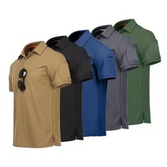 Mens Tactical Polo T-Shirt Quick Dry Combat Short Sleeve Team Work Casual Shirt