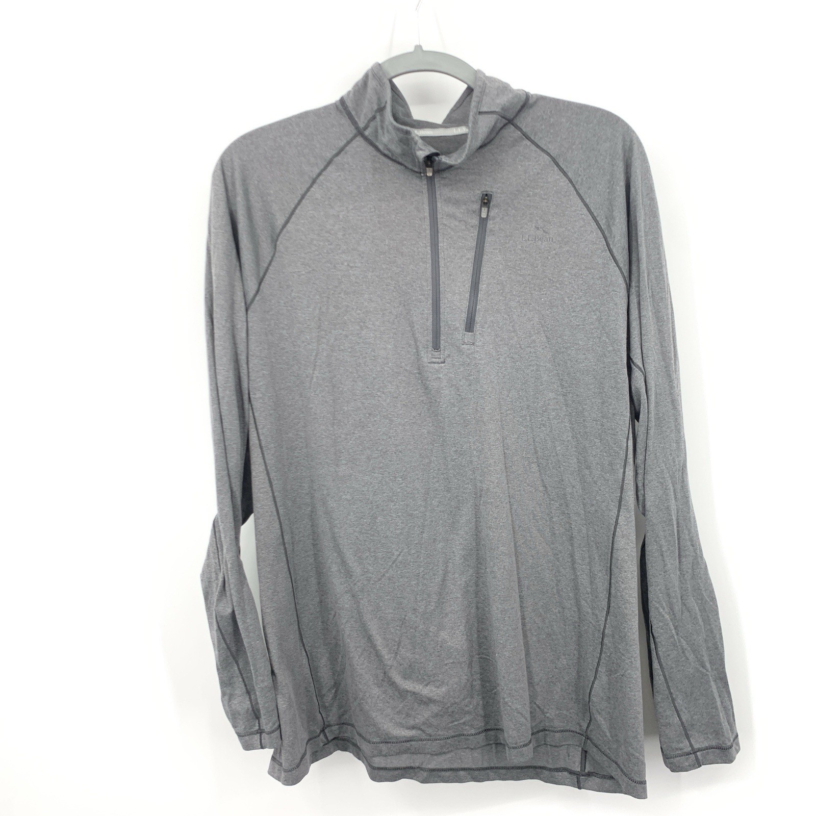 LL Bean Men Size Large TALL LT Shirt 1/4 Zip Pullover Top Gray Base Layer gallery