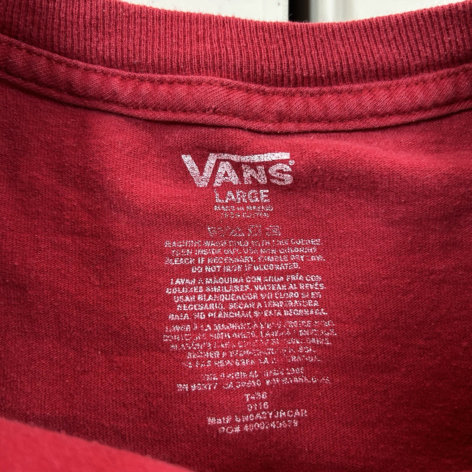 Vans Skate Shirt Men's Size Large Checkered Logo Graphic Red Spell Out Cotton gallery