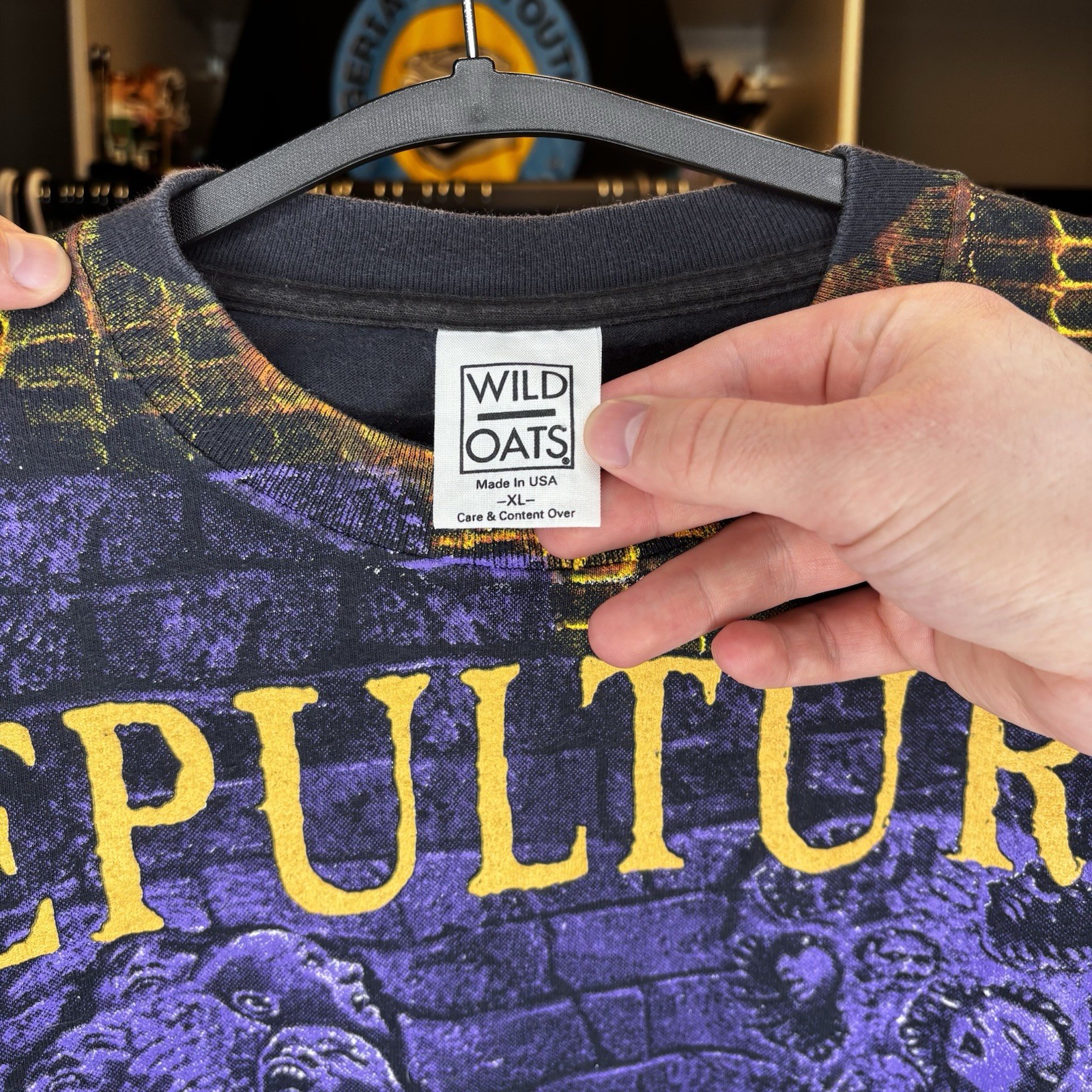 Vintage Sepultura AOP Shirt XL Wild Oats USA Single Stitch Rare 90s Metal Tee gallery