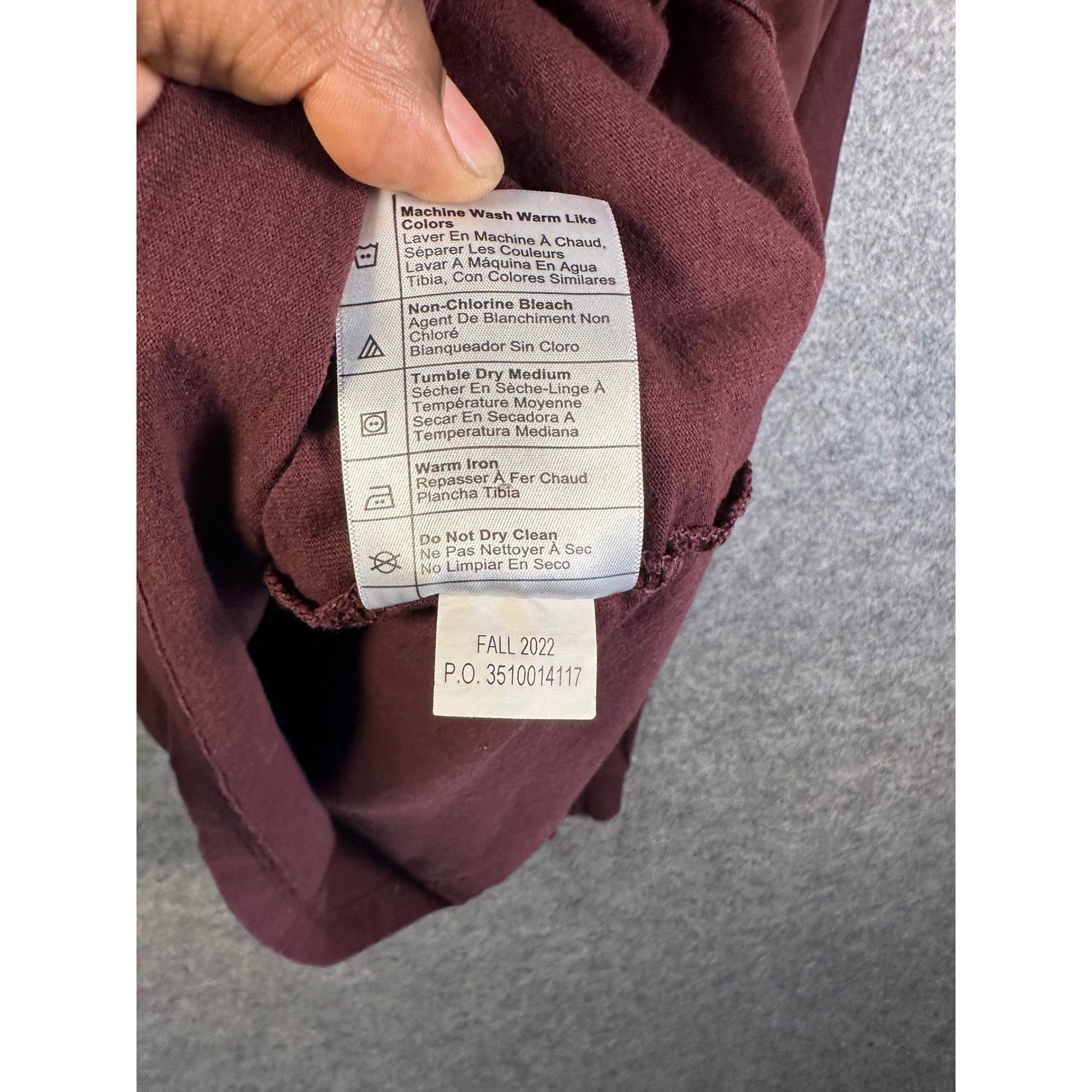 Carhartt Mens Loose Fit Long Sleeve Pocket T-Shirt Burgundy Maroon K126 Size M gallery