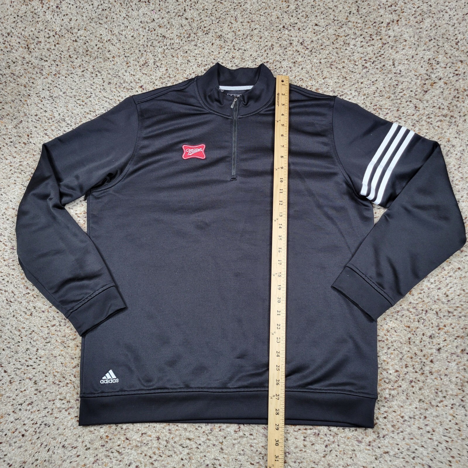 Adidas Shirt Mens Large Black Performance 1/4 Zip Long Sleeve Climalite Golf A3 gallery