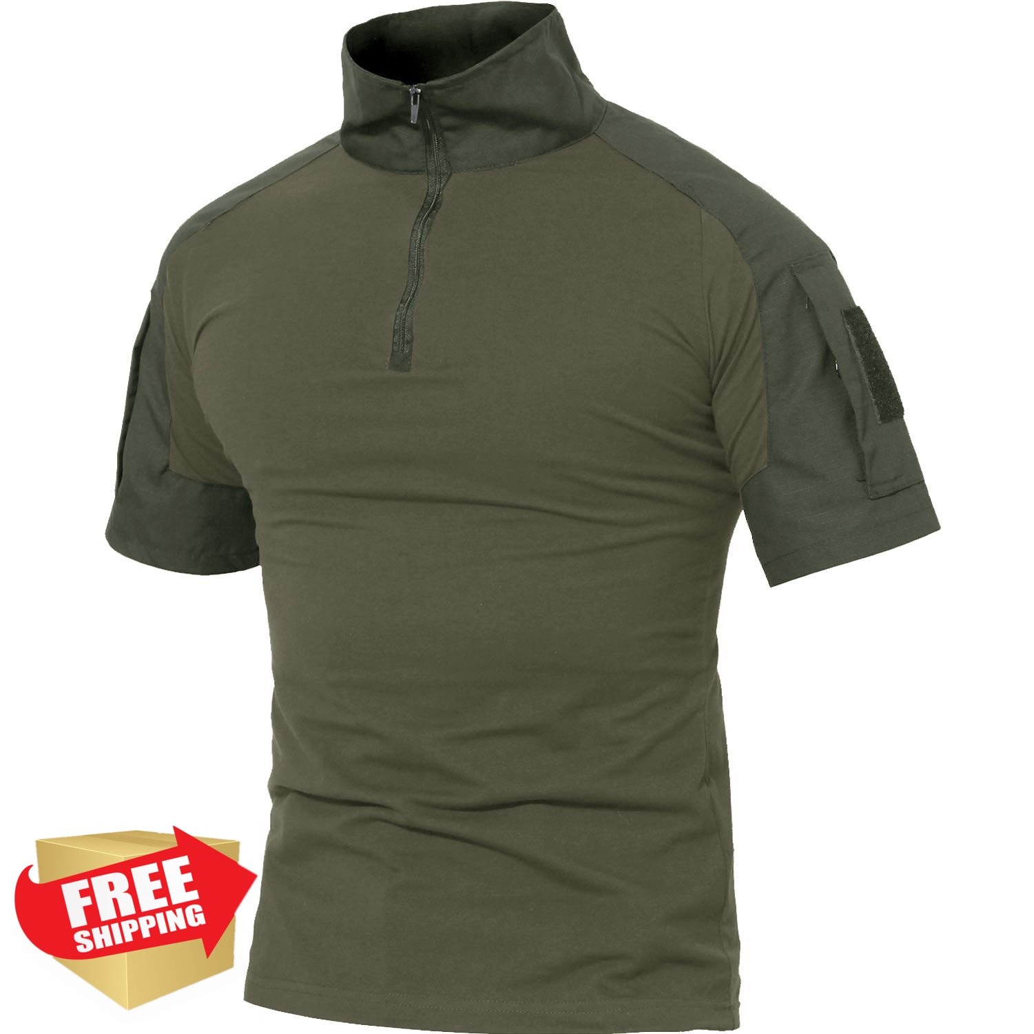 MAGCOMSEN Men's Tactical Military 1/4 Zip Short Sleeve Camo Shirt gallery