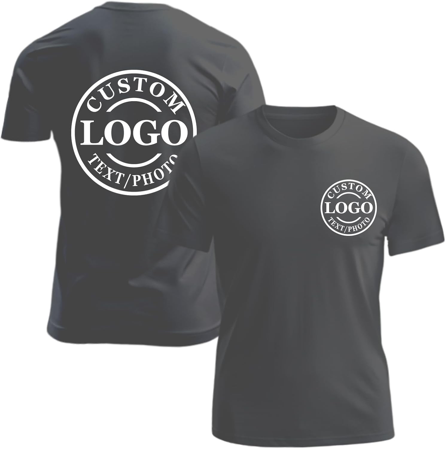 Custom Business Logo T-Shirt Front Back Upload Photo Text Logo 100% Cotton gallery