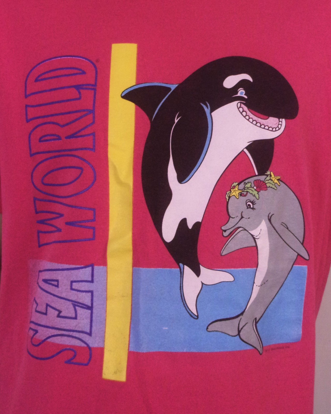 vintage 80s 90s Oneita single stitch Sea World Shamu & Dolphin T-Shirt USA sz XL
