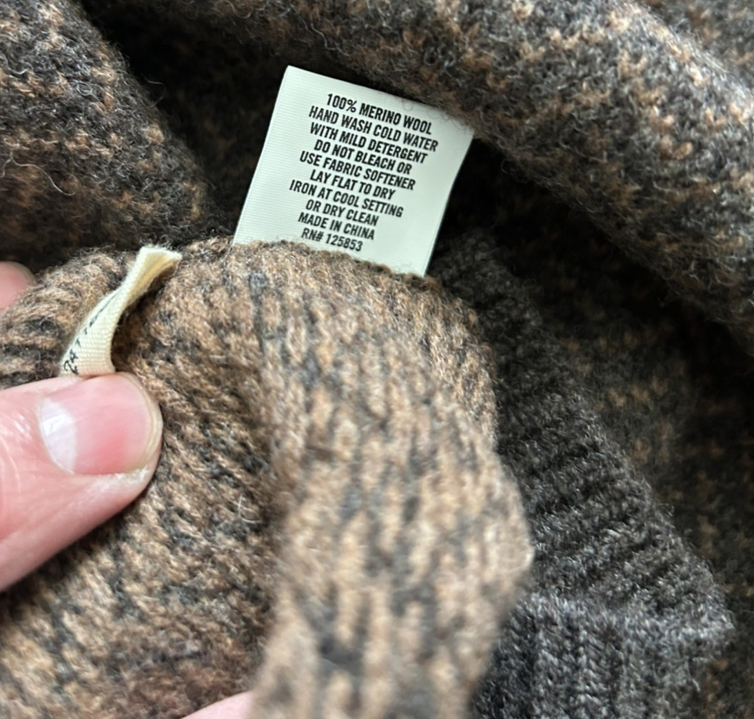 Taylor Stitch Eddy Crew Sweater Coffee Herringbone Merino Wool | 42 Large NWOT gallery
