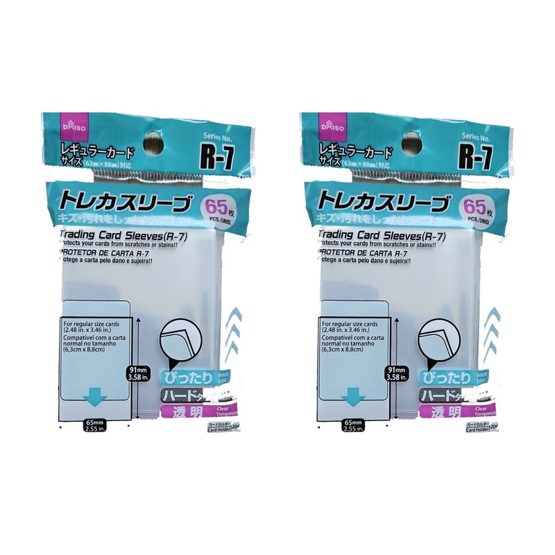 DAISO Japan Trading Card Sleeves R-7 65pcs x2 Hard Clear Standard Size Pokemon