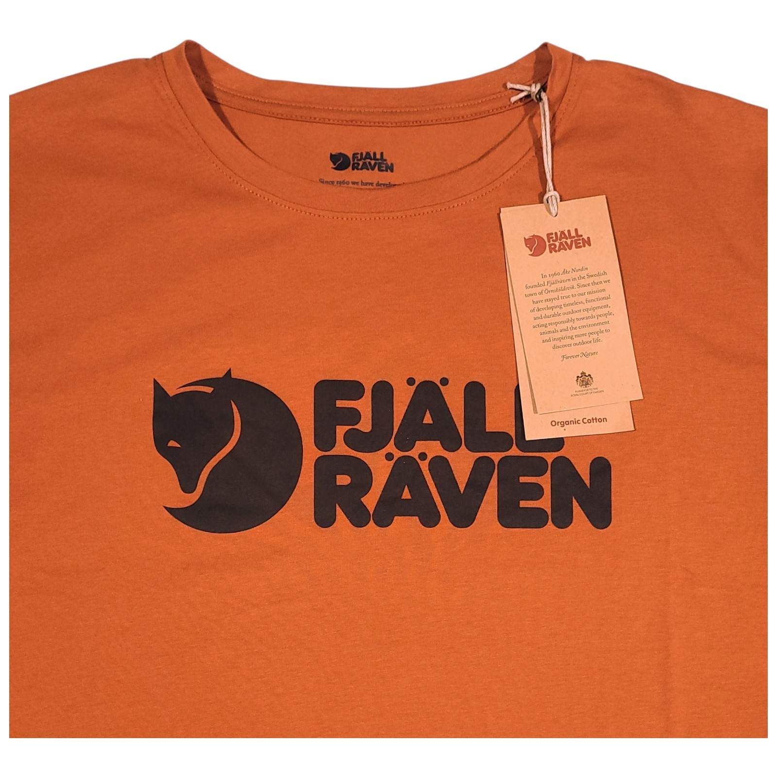 Fjallraven Logo T-Shirt Tee Organic Cotton Blend Terracotta Brown Men’s SMALL