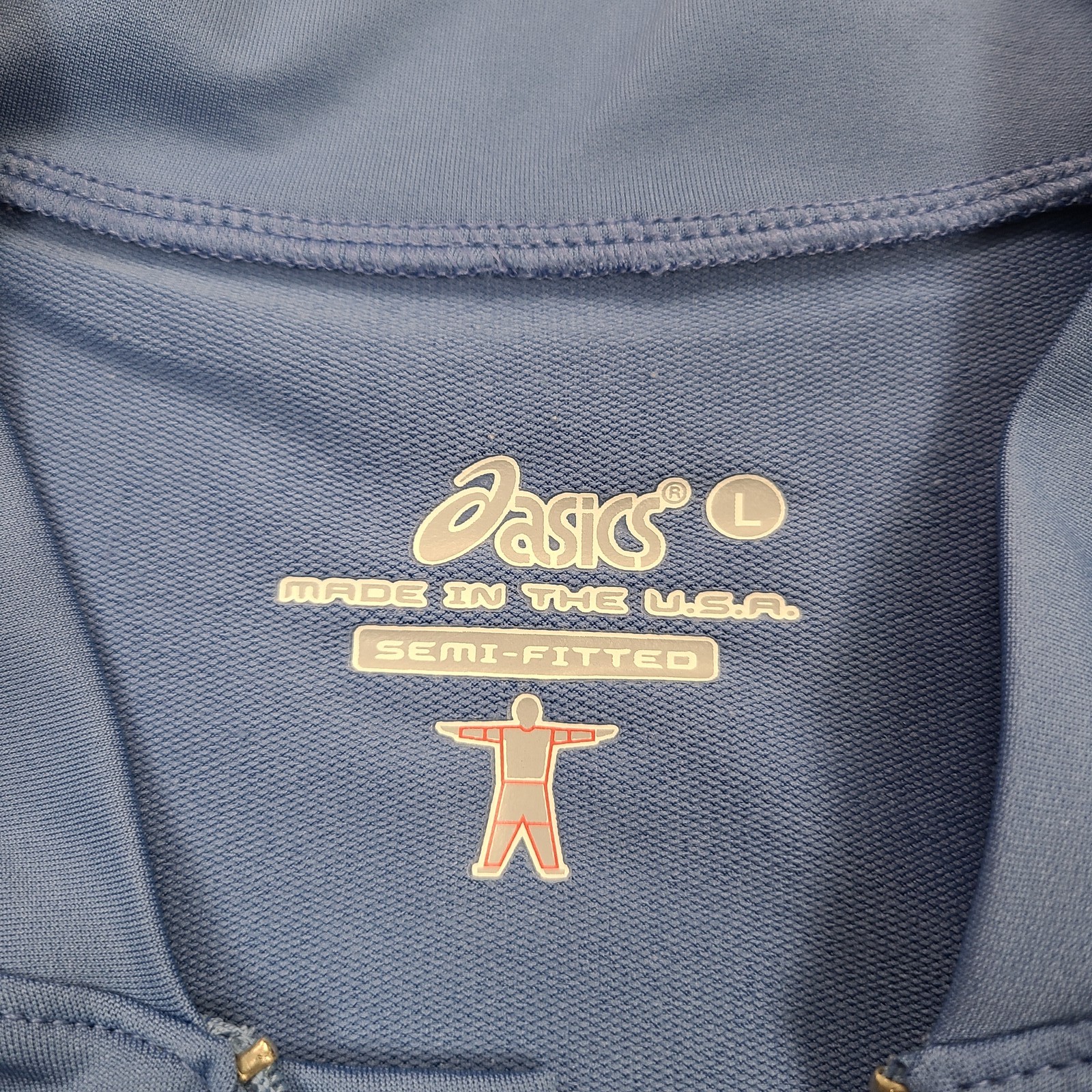 Asics Shirt Mens Extra Large Blue Semi Fitted Made In USA Performance gallery
