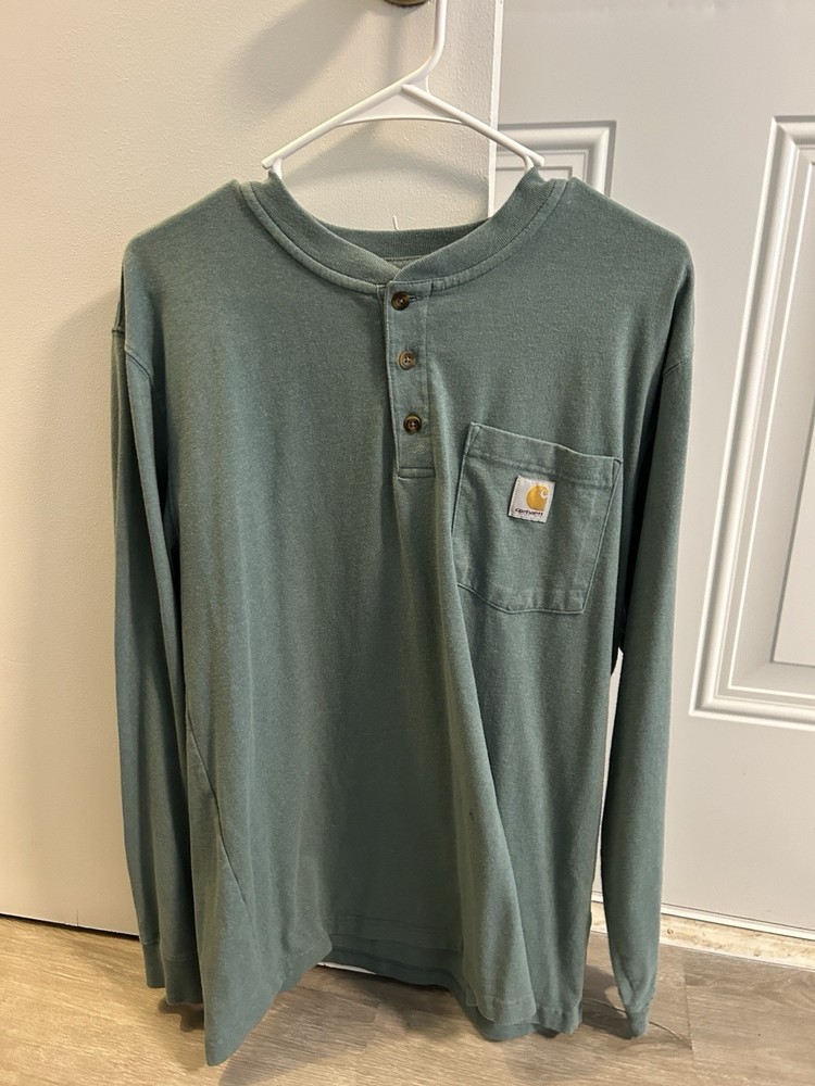 Men’s Carhartt Henley Green Medium Loose Fit