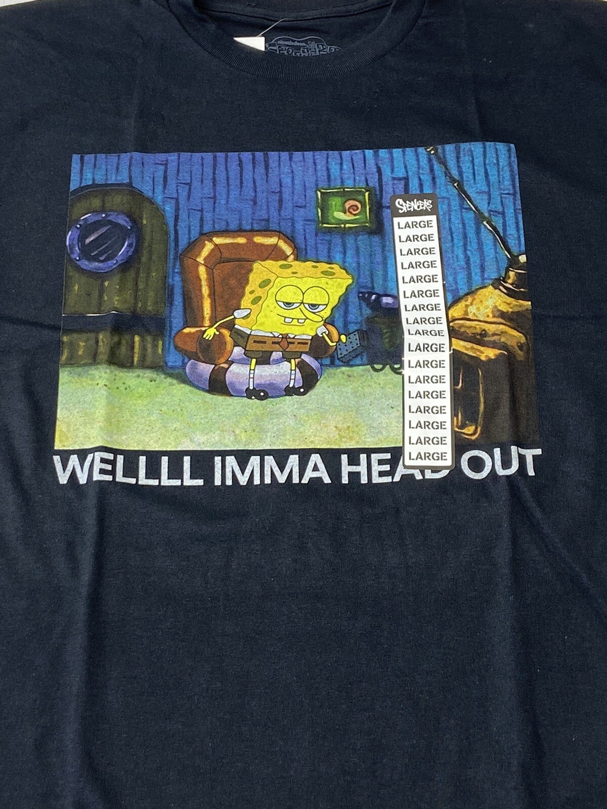 Spongebob Square Pants Black Short Sleeve T-Shirt Adult Size L NEW Spencer’s gallery
