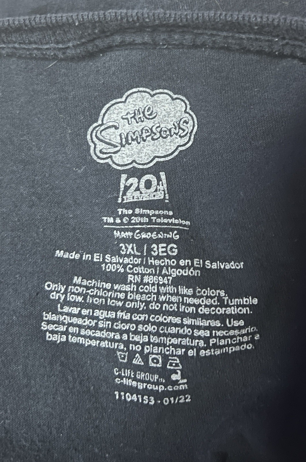 The Simpsons T-Shirt Men's 3XL Couch Scene Black W/Pink Graphics 100% Cotton gallery
